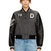 l-real-cp Jachetă cropped varsity din lână și piele l-real-cp Jachetă cropped varsity din lână și piele