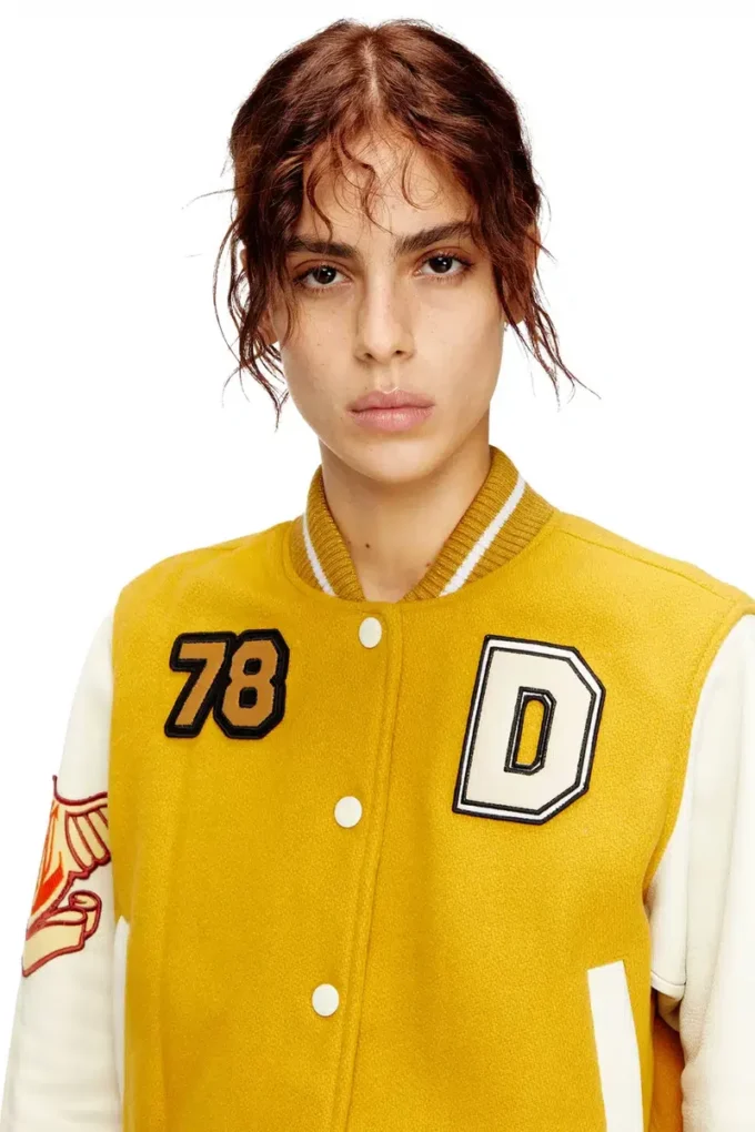 l-real-cp Jachetă cropped varsity din lână și piele l-real-cp Jachetă cropped varsity din lână și piele