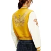 l-real-cp Jachetă cropped varsity din lână și piele l-real-cp Jachetă cropped varsity din lână și piele
