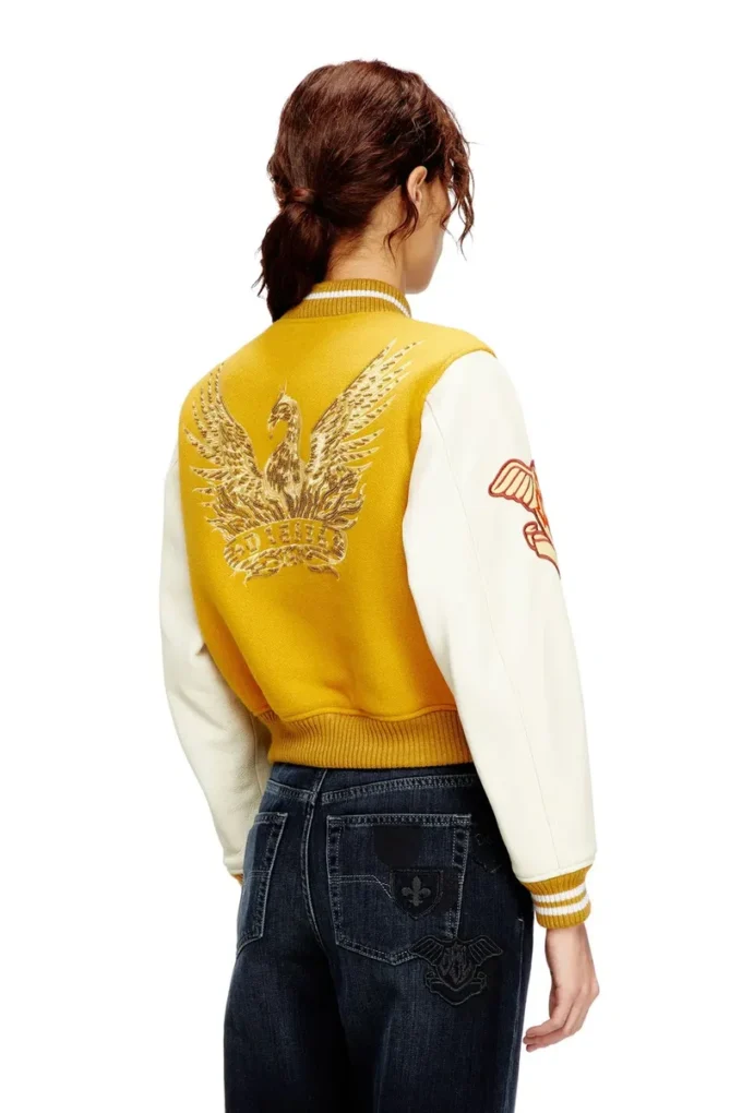l-real-cp Jachetă cropped varsity din lână și piele l-real-cp Jachetă cropped varsity din lână și piele