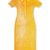 l_tina 4eva dress Rochie polo din tricot irizat cu imprimeu lotus