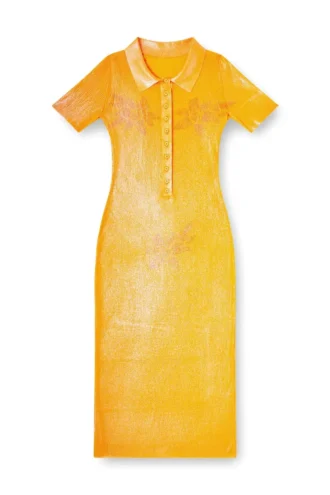 l_tina 4eva dress Rochie polo din tricot irizat cu imprimeu lotus