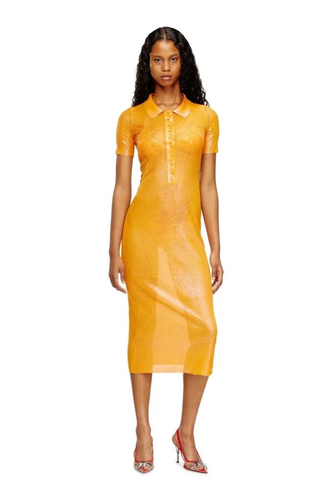 l_tina 4eva dress Rochie polo din tricot irizat cu imprimeu lotus