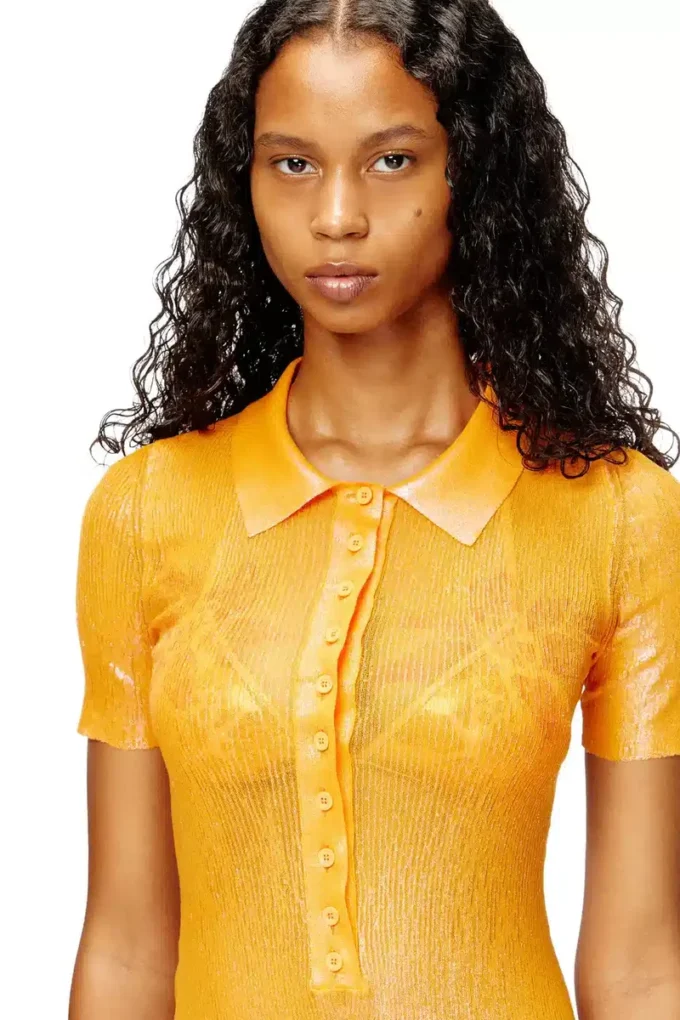 l_tina 4eva dress Rochie polo din tricot irizat cu imprimeu lotus