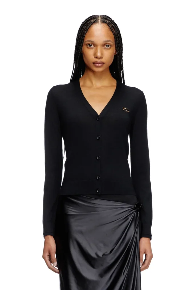 m-alima Cardigan din lână cu logo decupat m-alima Cardigan din lână cu logo decupat