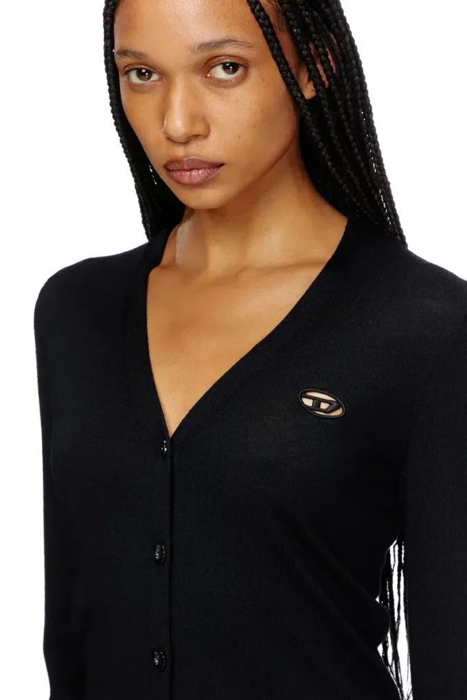 m-alima Cardigan din lână cu logo decupat m-alima Cardigan din lână cu logo decupat