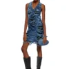 m-bianca Rochie scurtă din tricot indigo distrus m-bianca Rochie scurtă din tricot indigo distrus