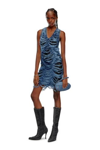 m-bianca Rochie scurtă din tricot indigo distrus