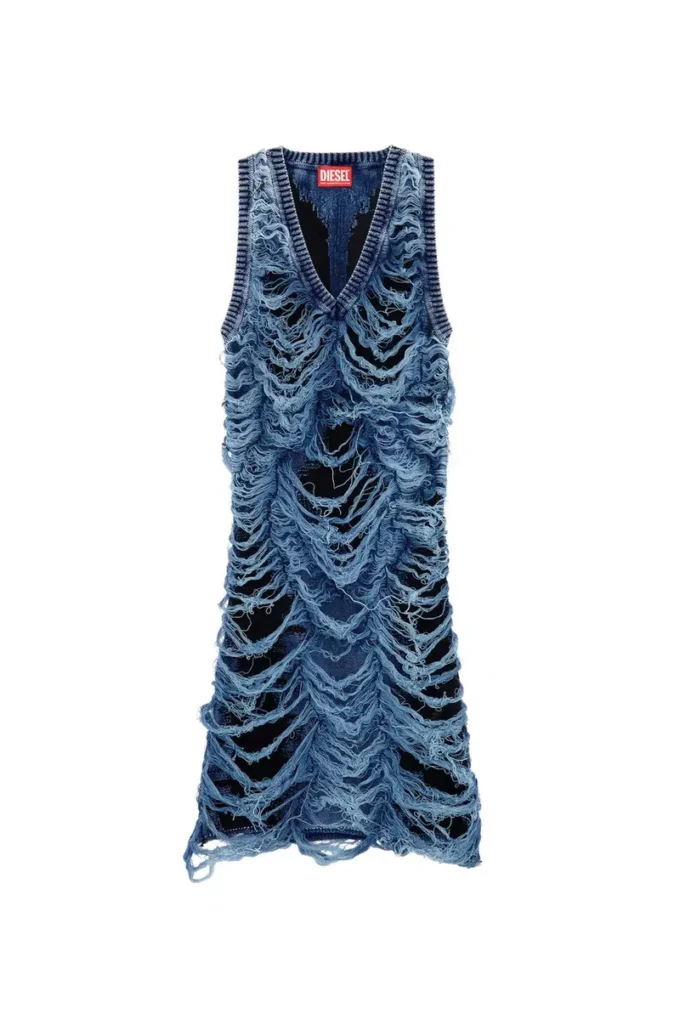 m-bianca Rochie scurtă din tricot indigo distrus m-bianca Rochie scurtă din tricot indigo distrus