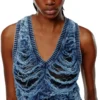 m-bianca Rochie scurtă din tricot indigo distrus m-bianca Rochie scurtă din tricot indigo distrus