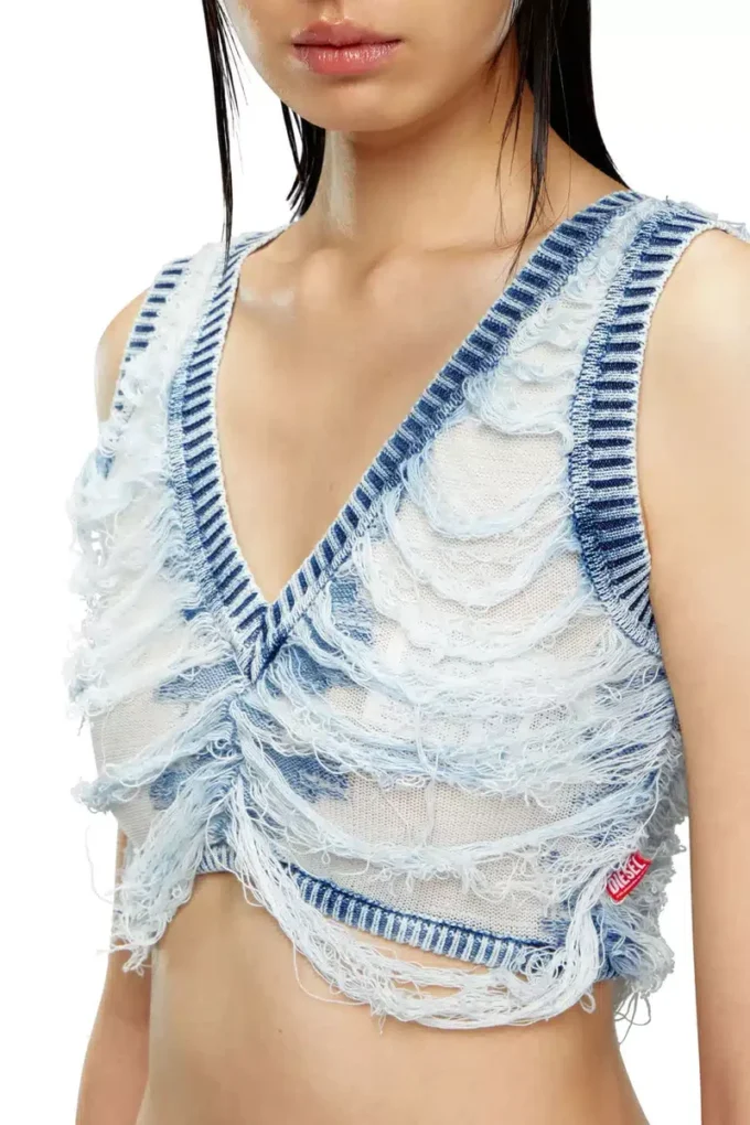 m-bletilla Top tip sutien din tricot indigo distrus m-bletilla Top tip sutien din tricot indigo distrus