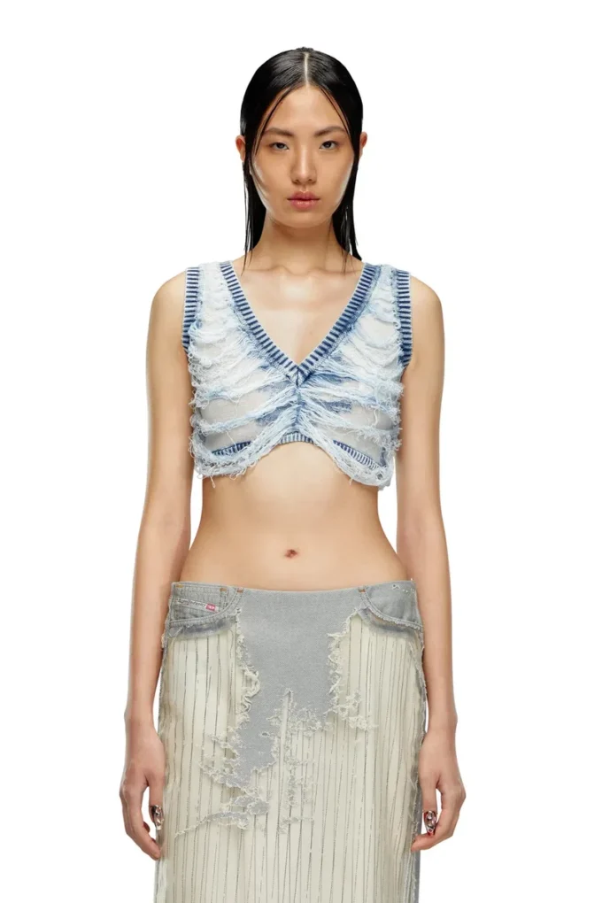 m-bletilla Top tip sutien din tricot indigo distrus m-bletilla Top tip sutien din tricot indigo distrus