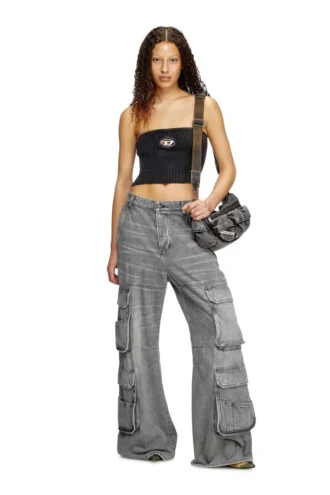 m-clarksvillex-c Top tubular din tricot cu logo decupat