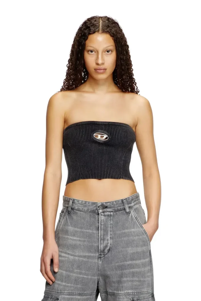 m-clarksvillex-c Top tubular din tricot cu logo decupat