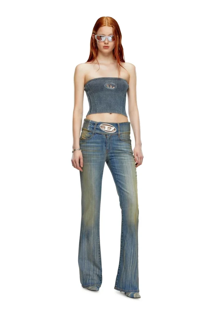 m-clarksvillex-c Top tubular din tricot cu nervuri, cu logo oval D