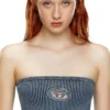 m-clarksvillex-c Top tubular din tricot cu nervuri, cu logo oval D