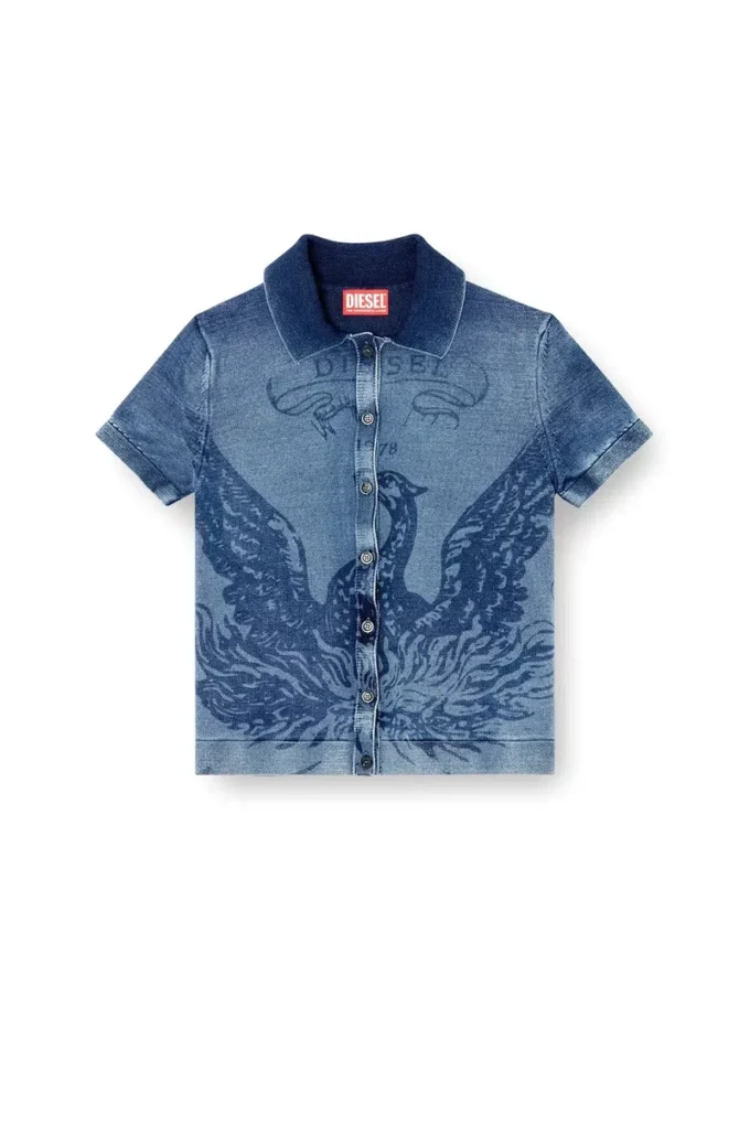 m-fenny Cardigan-cămașă indigo cu logo Phoenix m-fenny Cardigan-cămașă indigo cu logo Phoenix
