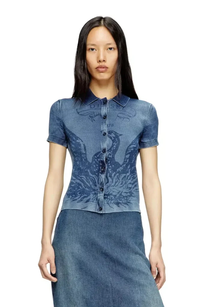 m-fenny Cardigan-cămașă indigo cu logo Phoenix m-fenny Cardigan-cămașă indigo cu logo Phoenix