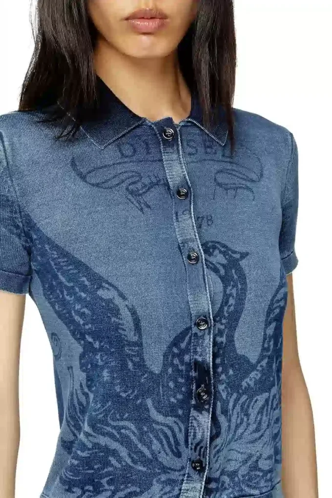 m-fenny Cardigan-cămașă indigo cu logo Phoenix m-fenny Cardigan-cămașă indigo cu logo Phoenix