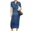 m-fenny-drs Rochie midi polo din tricot cu efect denim m-fenny-drs Rochie midi polo din tricot cu efect denim