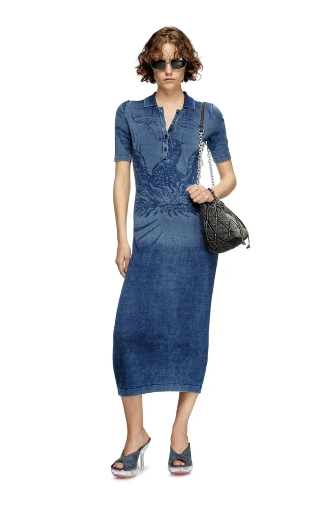 m-fenny-drs Rochie midi polo din tricot cu efect denim m-fenny-drs Rochie midi polo din tricot cu efect denim