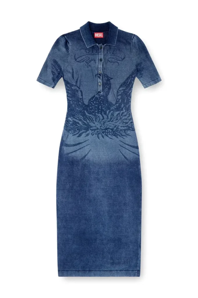 m-fenny-drs Rochie midi polo din tricot cu efect denim m-fenny-drs Rochie midi polo din tricot cu efect denim