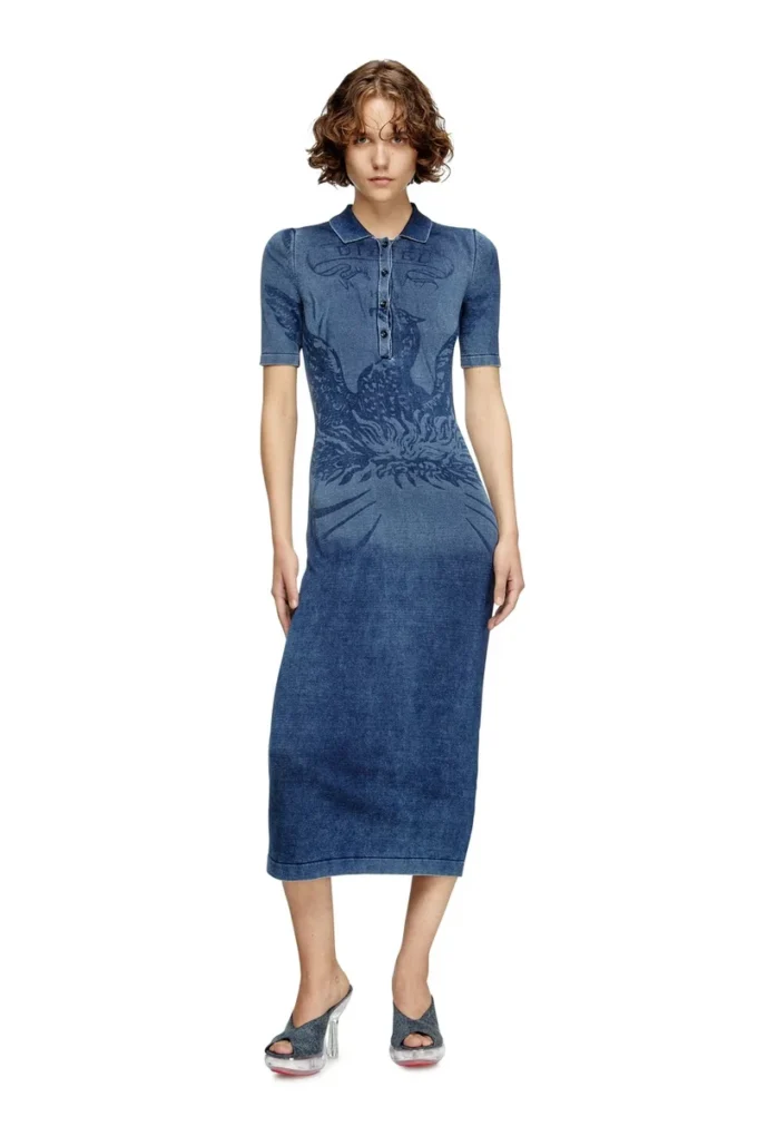 m-fenny-drs Rochie midi polo din tricot cu efect denim m-fenny-drs Rochie midi polo din tricot cu efect denim