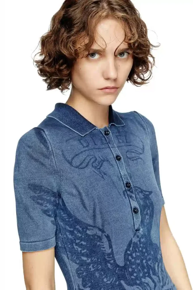m-fenny-drs Rochie midi polo din tricot cu efect denim m-fenny-drs Rochie midi polo din tricot cu efect denim
