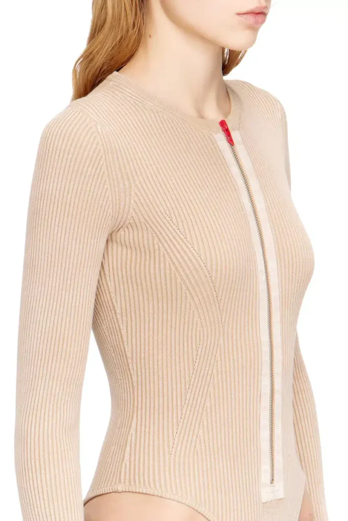 m-gilde Cardigan cu fermoar din bumbac cu nervuri
