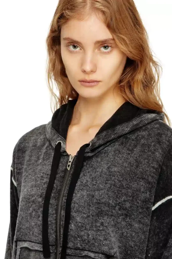 m-hermine Cardigan cu glugă și imprimeu inversat din lână m-hermine Cardigan cu glugă și imprimeu inversat din lână