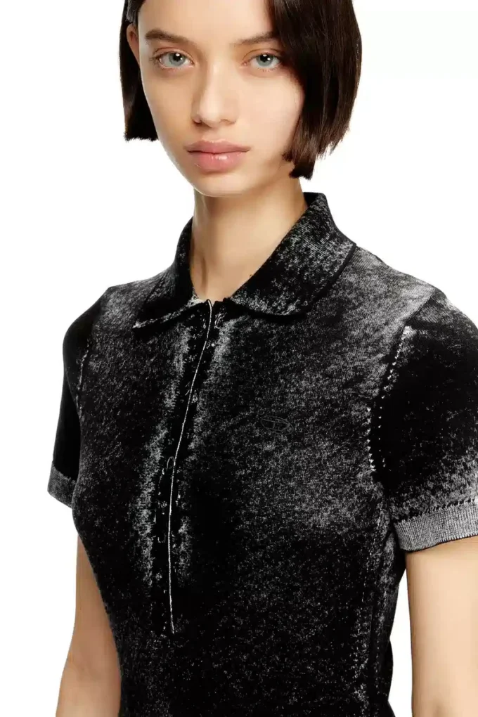 m-lourens Rochie midi polo din tricot cu imprimeu inversat