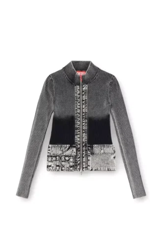 m-melissa Cardigan cu fermoar și buzunare cargo din denim