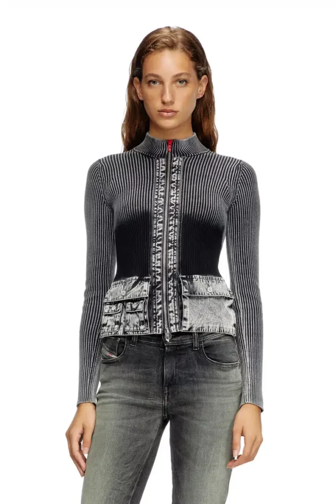 m-melissa Cardigan cu fermoar și buzunare cargo din denim m-melissa Cardigan cu fermoar și buzunare cargo din denim