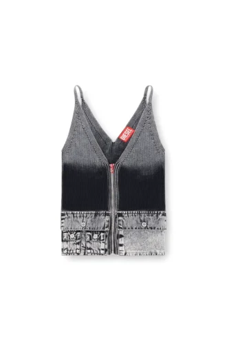m-melly Tricou fără mâneci din tricot cu buzunare cargo din denim