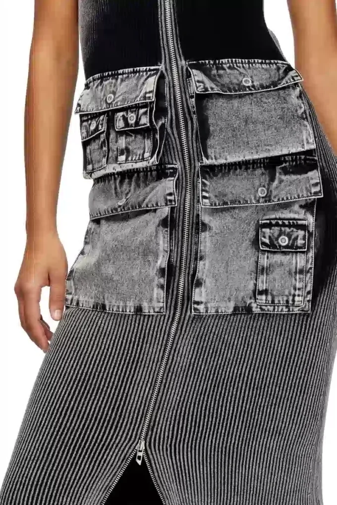m-melti Rochie midi din tricot cu buzunare contrastante