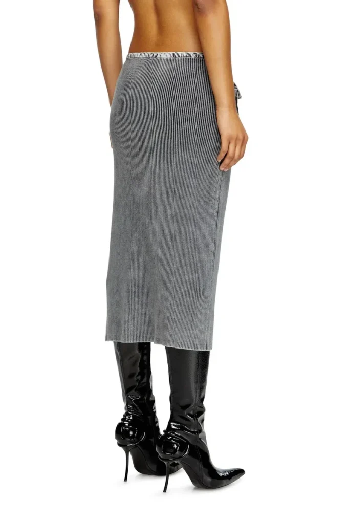 m-meryn Fustă midi din tricot cu buzunare cargo din denim