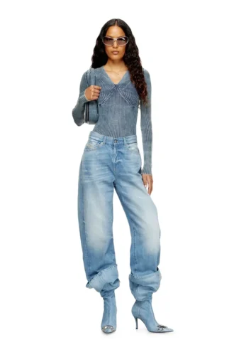 m-milmo Pulover din fire denim cu efect lucios m-milmo Pulover din fire denim cu efect lucios