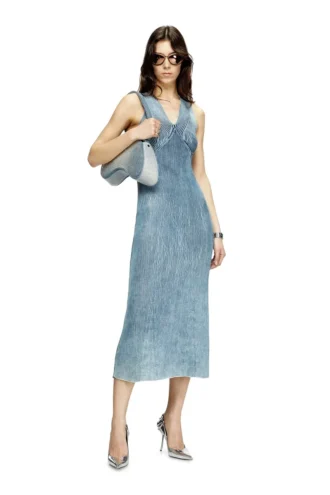 m-milong Rochie midi din fire denim cu efect lucios m-milong Rochie midi din fire denim cu efect lucios