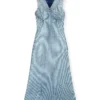 m-milong Rochie midi din fire denim cu efect lucios m-milong Rochie midi din fire denim cu efect lucios