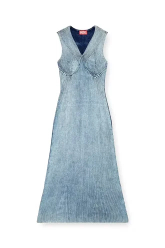 m-milong Rochie midi din fire denim cu efect lucios m-milong Rochie midi din fire denim cu efect lucios