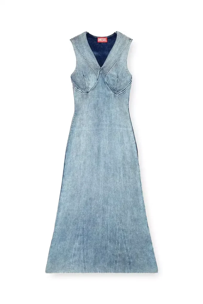 m-milong Rochie midi din fire denim cu efect lucios m-milong Rochie midi din fire denim cu efect lucios