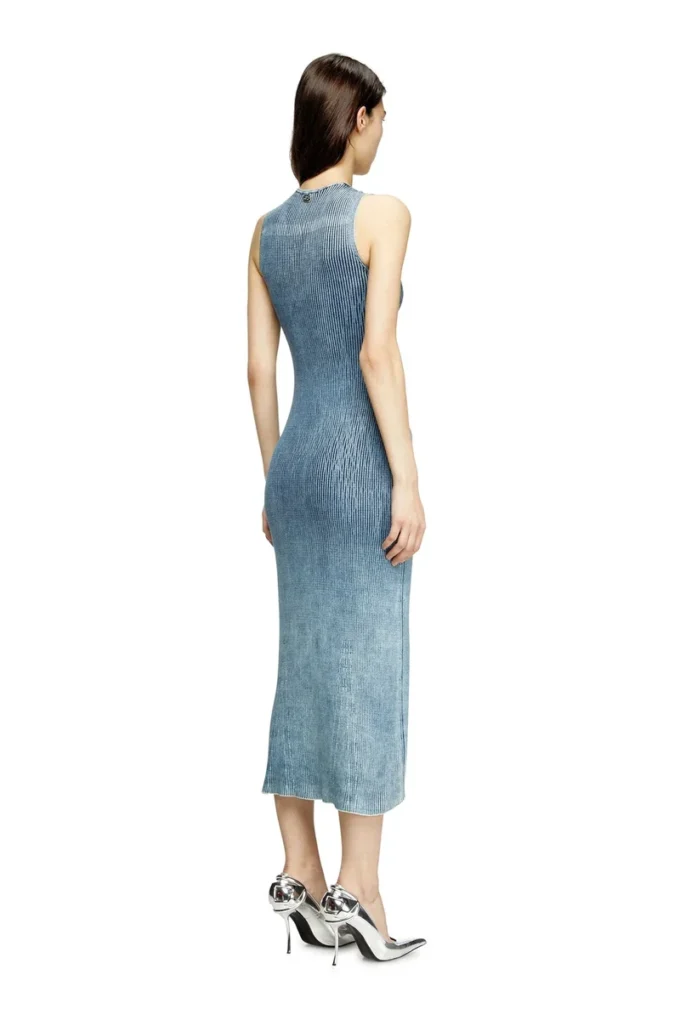 m-milong Rochie midi din fire denim cu efect lucios m-milong Rochie midi din fire denim cu efect lucios