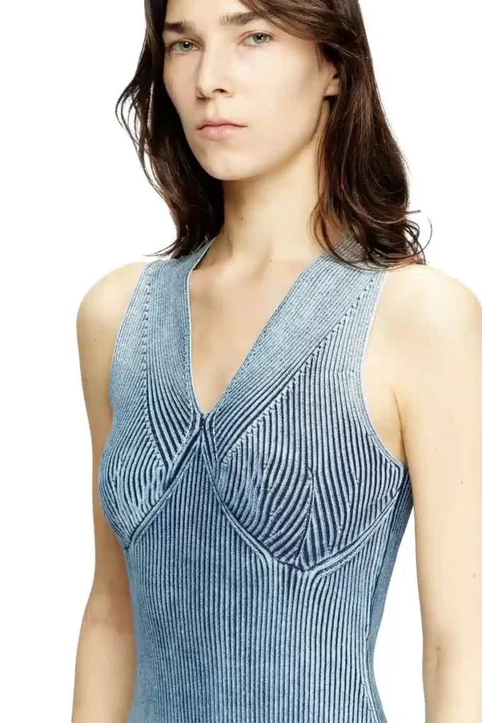 m-milong Rochie midi din fire denim cu efect lucios m-milong Rochie midi din fire denim cu efect lucios