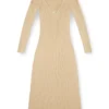 m-oloni Rochie midi din lână cu inserție m-oloni Rochie midi din lână cu inserție