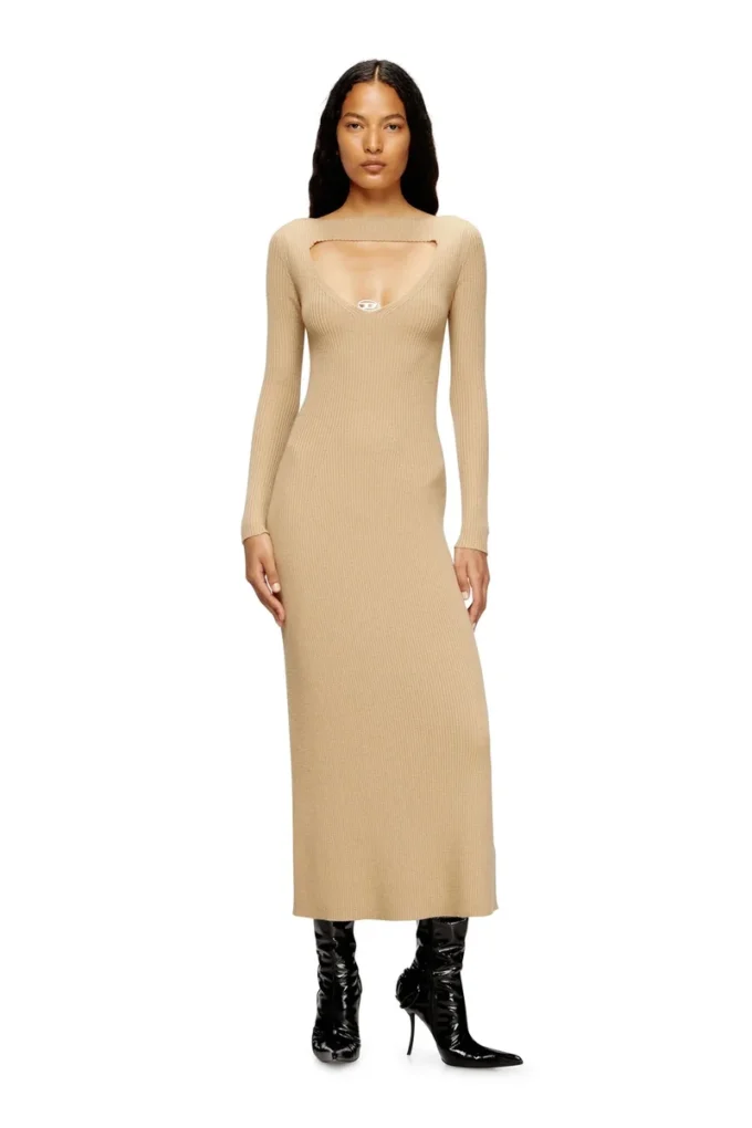 m-oloni Rochie midi din lână cu inserție m-oloni Rochie midi din lână cu inserție