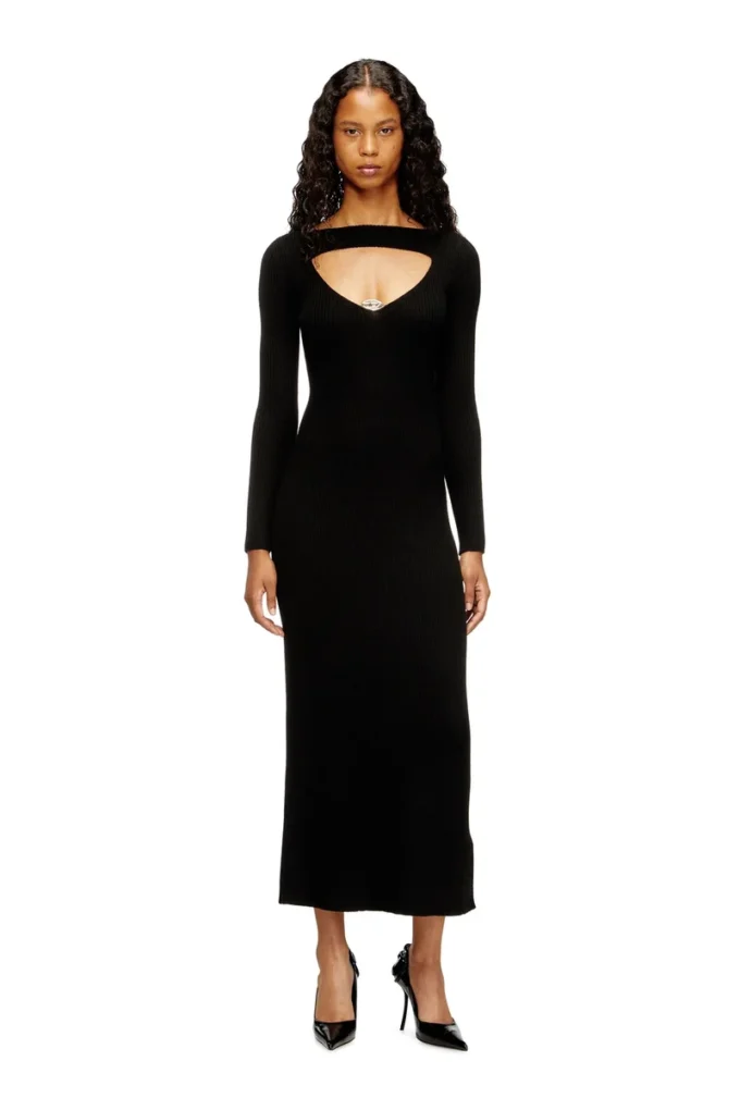 m-oloni Rochie midi din lână cu inserție m-oloni Rochie midi din lână cu inserție