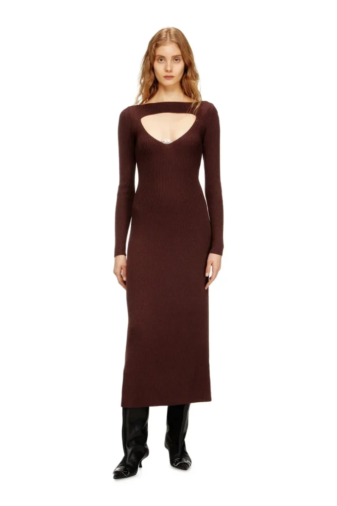 m-oloni Rochie midi din lână cu inserție m-oloni Rochie midi din lână cu inserție