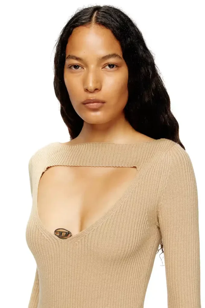 m-oloni Rochie midi din lână cu inserție m-oloni Rochie midi din lână cu inserție