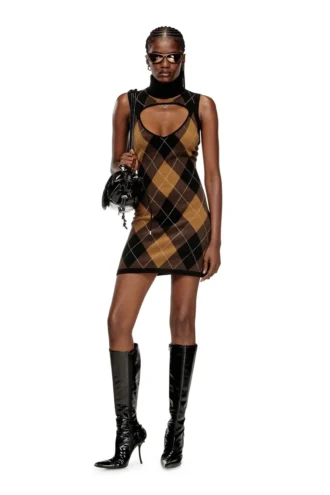 m-romko-dress Rochie din lână cu model argyle