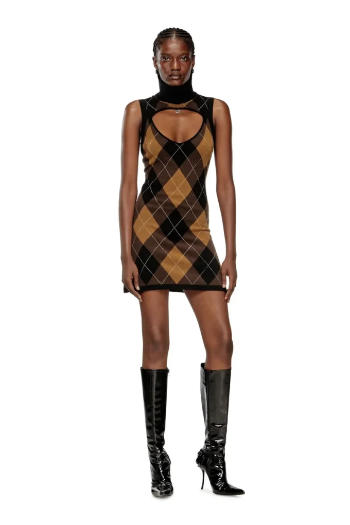 m-romko-dress Rochie din lână cu model argyle m-romko-dress Rochie din lână cu model argyle